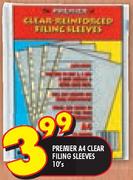 Premier A4 Clear Filing Sleeves-10's