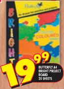 Butterfly A4 Bright Project Board-20 Sheets