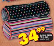 Spots Or Stripes Pencil Bags Assorted-Each