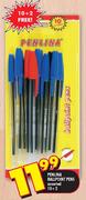Penlina Ballpoint Pens Assorted-10+2