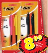 Bic Clic Ball Point Pens Assorted-2's Per Pack