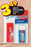 Scripto Plastic Eraser Assorted-Each