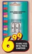 Double Hole Metal Pencil Sharpener