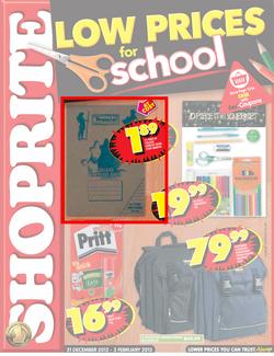 Shoprite Nationwide : Low Prices for School (31 Dec - 3 Feb 2013), page 1