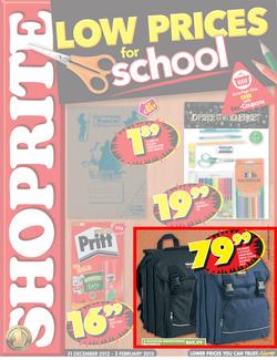 Shoprite Nationwide : Low Prices for School (31 Dec - 3 Feb 2013), page 1