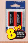 Staedtler Tradition Eraser-2's Per Pack