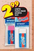   Scripto Plastic Eraser Assorted-Each