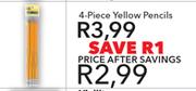 4-Piece Yellow Pencils