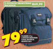 Fullmarks 3-Division Drawstring School Backpacks Assorted Each-37cm