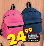 Badja Junior Backpacks With Front Pocket Assorted Each