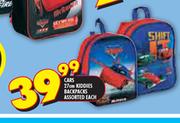 Cars 27cm Kiddies Backpacks Assorted-Each