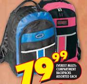 Everest Multi-Compartment Backpacks Assorted Each