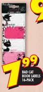 Bad Cat Book Labels-16-Pack Each
