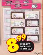 Hello Kitty Book Labels-16-Pack Each
