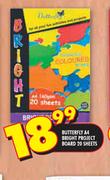 Butterfly A4 Bright Project Board-20 Sheets