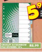 Croxley A4 Rainbow File Dividers-10's