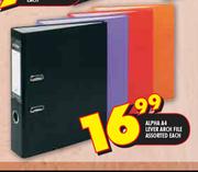 Alpha A4 Lever Arch File Assorted-Each