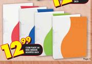 Clear Plastic A4 Ring Binders Assorted-Each