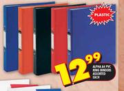Alpha A4 PVC Ring Binders Assorted-Each