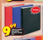 Croxley A4 Board Ring Binders Assorted Colours-Each 