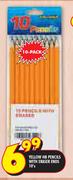  Yellow HB Pencils With Eraser Ends-10's Per Pack