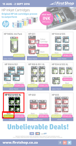 First Shop : HP Inkjet Cartridges (15 Aug - 2 Sep 2016), page 1