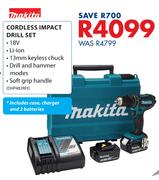 Makita 18V Li-Ion Cordless Impact Drill Set(DHP482RFE)