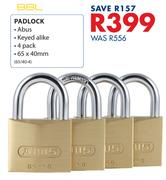 BBL Padlock 4 Pack 65X40mm(65/40-4)