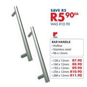 Bar Handle Hollow Stainless Steel 96 x 12mm-Eacg