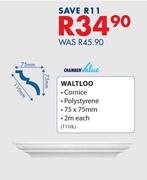 Chamber Value Waltloo T110L Cornice Polystyrene 75 x 75mm 2m-Each