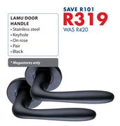 Lamu Door Handle Stainless Steel Kryhole On Rose Black Pair
