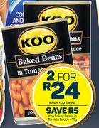 Koo Baked Beans In Tomato Sauce-For 2 x 410g