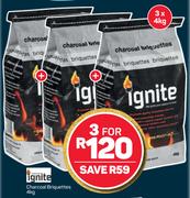 Ignite Charcoal Briquettes-For 3 x 4Kg