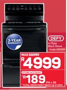 Defy 4 Plate Black Stove DSS494