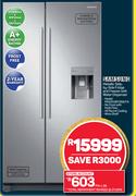 Samsung 520L Metallic Side By Side Fridge & Freezer With Water Dispenser RS52N3B13S8/FA
