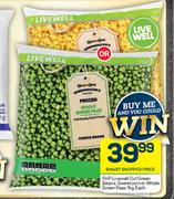 PnP Livewell Cut Green Beans, Sweetcorn Or Whole Green Peas-1Kg Each