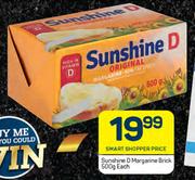 Sunshine D Margarine Brick-500g Each