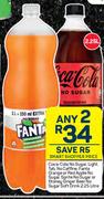 Coca Cola No Sugar,Light Tab,No Caffine,Fanta Orange Or Red Apple Soft Drink-For 2 x 2.25L