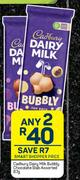 Cadbury Dairy Milk Bubbly Chocolate Slab Assorted-For 2 x 87g