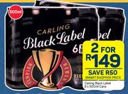 Carling Black Label Cans-For 2 x 6 x 500ml