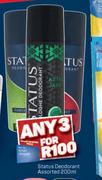 Status Deodorant Assoted-For 3 x 200ml