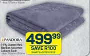 Pandora 1 Ply Queen Mink Blanket Assorted Colours-190cm x 200cm Each