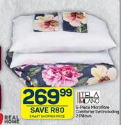 Tela Mlano 5 Piece Microfibre Comforter Set Including 2 Pillows