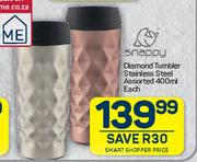 Snappy Diamond Tumbler Stainless Steel Assorted-400ml Each