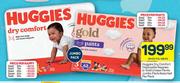 Huggies Dry Comfort Disposable Nappies Or Gold Unisex Pants Jumbo Packs Assorted-Per Pack