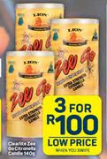 Clear Lite Zee Go Citronella Candle-For 3 x 140g