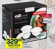 O2 Cook 3 Piece Glass Casserole Dish Set
