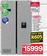 Defy 614L Stainless Steel Side By Side Fridge With Water Dispenser DFF463