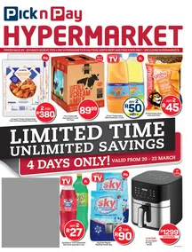 Pick n Pay Hypermarket Gauteng, North West & Free State : Limited Time Savings (20 March - 23 March 2025)