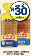 Sunbake Sliced Or Farmstyle Brown Bread-For 2 x 700g